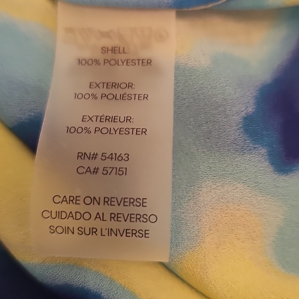 NWT Calvin Klein Multicolored  Ruffles Capped Sleeve Button Down Top Large - Picture 14 of 15